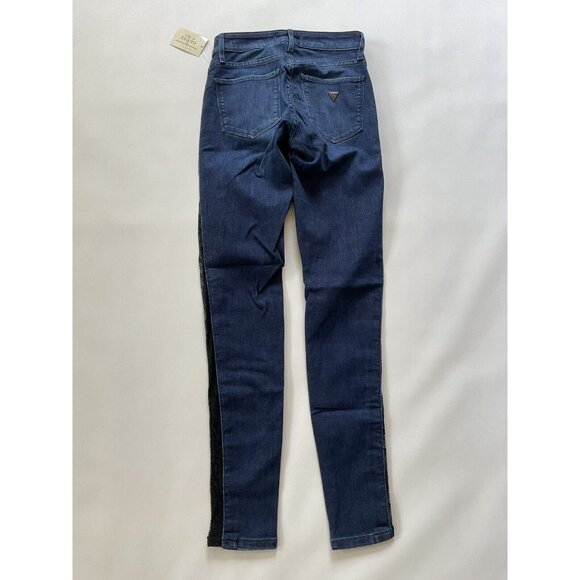 Guess Women’s Sexy Curve Skinny Jeans Side Lace Details In Blue Size 24 - Picture 6 of 11